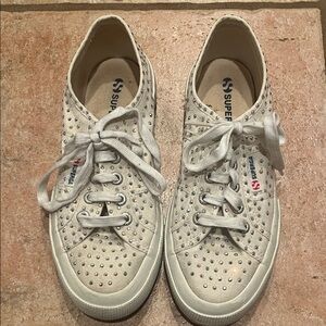 Superga Women's Cream Sneakers with Rhinestones 37/5 women’s